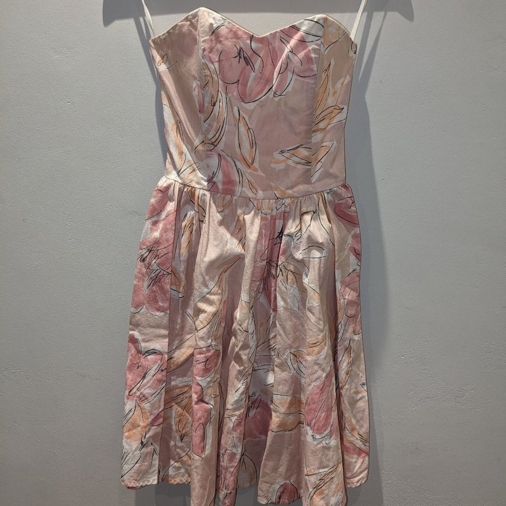 vintage strapless pink patterned floral dress | Carol Anderson